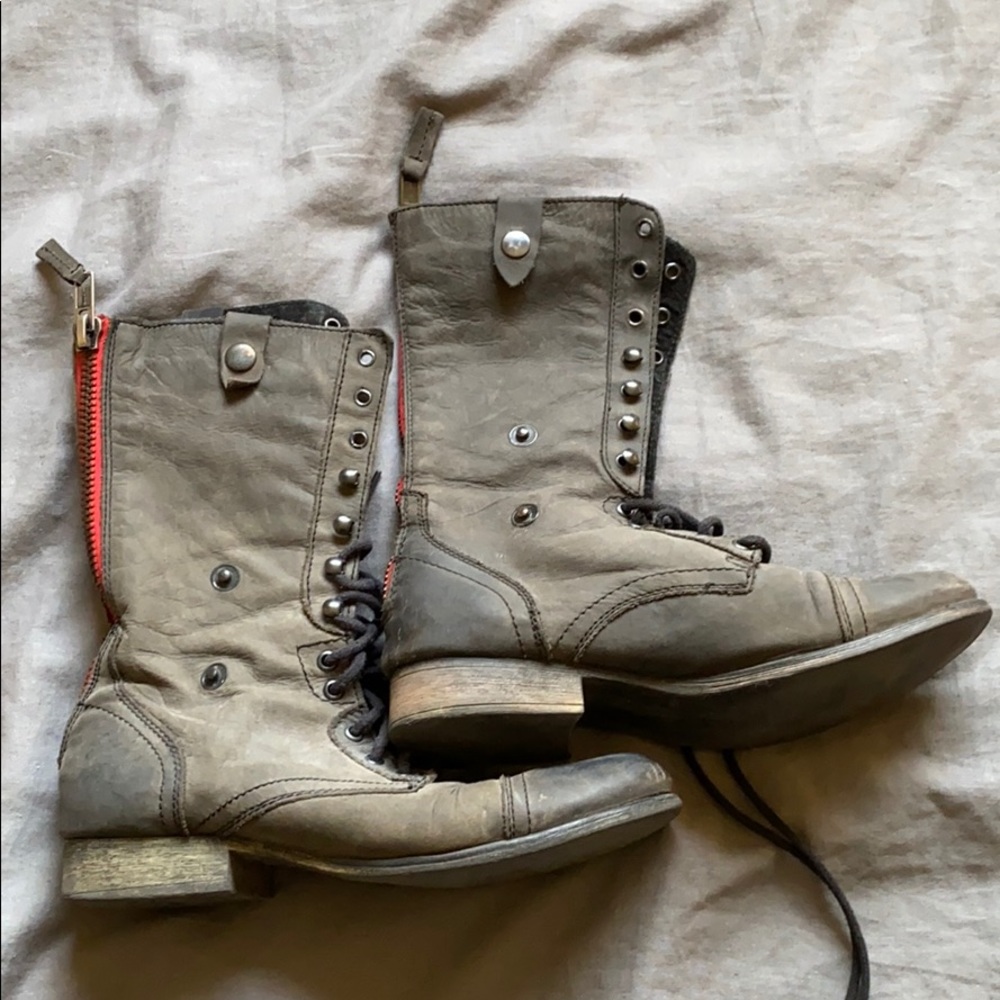 Steve Madden black leather combat boot